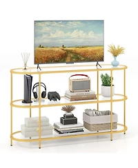 Gouun 3 Tier Tv Stand Console Table with Tempered Glass Shelves for Living Room