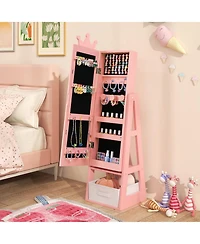 Gouun Free-Standing Full Length Kids Jewelry Armoire Cabinet with Storage Capacity