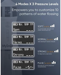 MySmile LP221 Uvc Sterilizable Cordless Water Flosser 335ML Tank Oled Display Dental with 4 Modes 8 Jet Tips & Storage Pouch for Home Travel