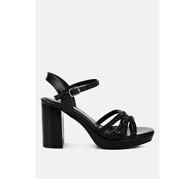 Sparks Fly Glitter Strappy Block Sandals Women