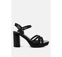 Sparks Fly Glitter Strappy Block Sandals Women