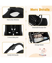 Gymax Portable Baby Stroller One-Hand Fold Pushchair W/ Aluminum Frame