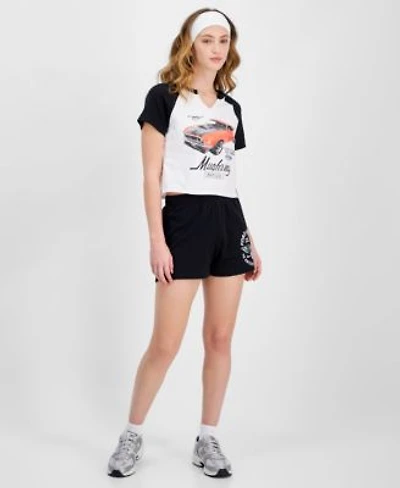 Love Tribe Juniors Ford Mustang Raglan Sleeve T Shirt Pull On Shorts