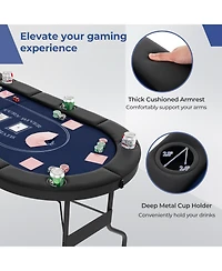 Gouun 72 Inch Foldable Poker Table for 8 Players Portable Oval Card Board Game Table