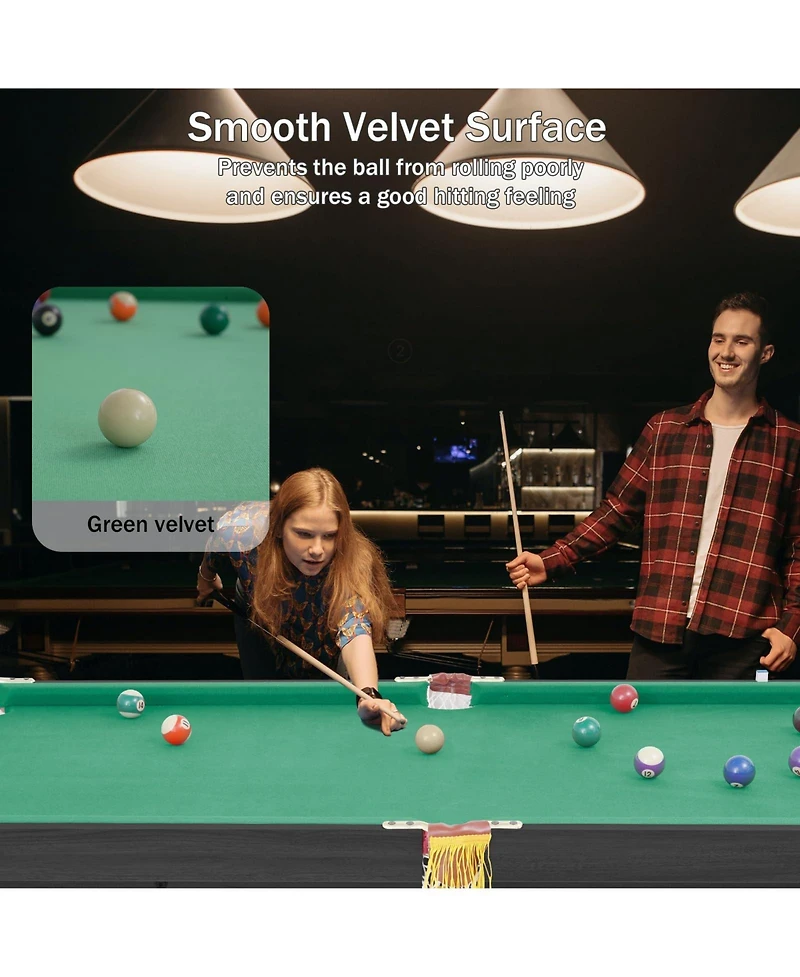 Sugift Foldable Portable Pool Table, Indoor Billiard Game Table w/2 Cues, Balls, Triangle & Chalk for Kids & Adults