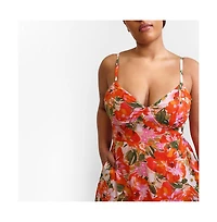 Rebdolls Plus Size Renata Floral Tiered Maxi Skater Dress