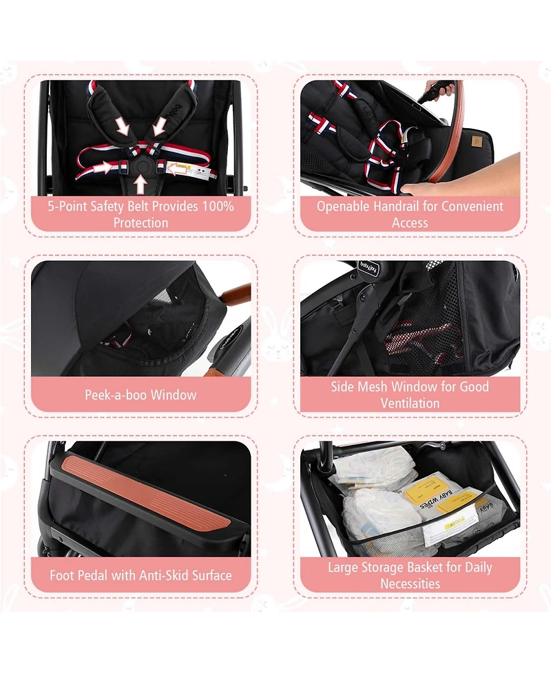 Costway Lightweight Stroller Aluminium Frame with Net for Travel 15 lbs