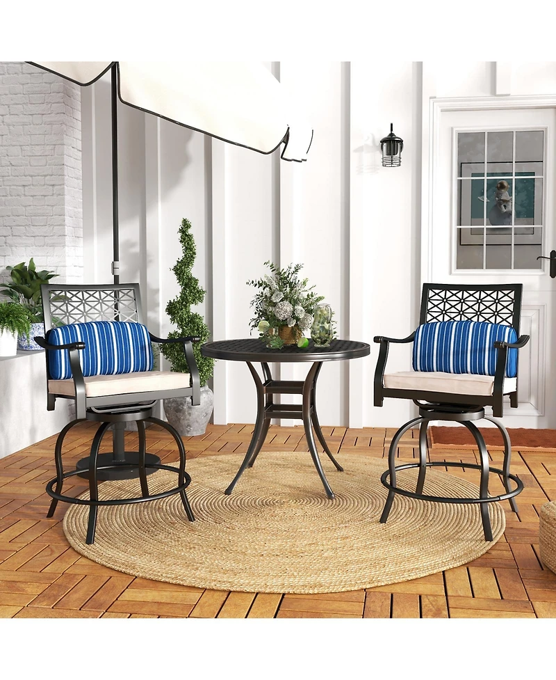Gouun Set of 2 Outdoor Bar Height Chair with Soft Cushions