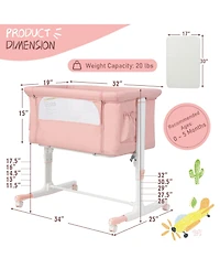 Gouun Portable Baby Bedside Bassinet with 5-level Adjustable Heights and Travel Bag