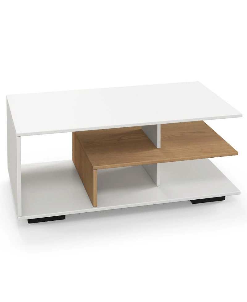 Gouun Rectangular Table with L-shaped Middle Shelf
