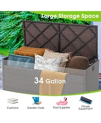 Gouun 34 Gallon Patio Storage Bench with Seat Cushion and Zippered Liner