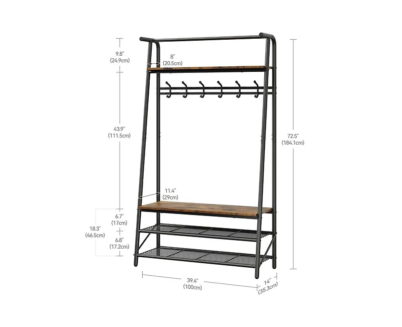 gaomon Coat Rack Shoe Bench, 4-in-1 Hall Trees Entryway Bench with Coat Rack and Shoe Rack