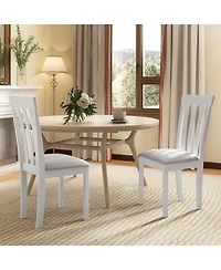 Gouun Dining Chair Set of 2 Upholstered Wooden Kitchen Chairs with Padded Seat and Rubber Wood Frame