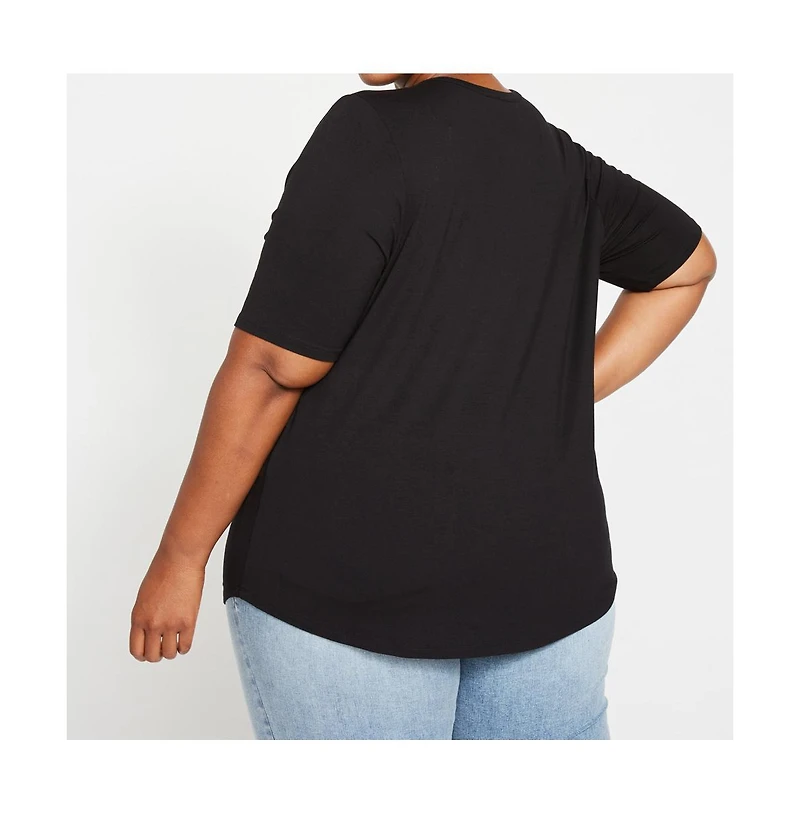 Universal Standard Plus Lily Liquid Jersey V-Neck Stovepipe Tee