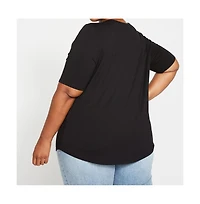 Universal Standard Plus Lily Liquid Jersey V-Neck Stovepipe Tee