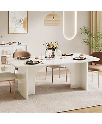 Tribesigns Modern Dining Table for 4-6 People, 62.99" Large Rectangle Kitchen Table with Arch Design Legs