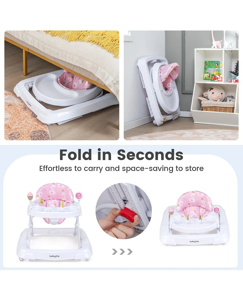 Gouun Foldable Baby Activity Walker with Adjustable Height and Detachable Seat Cushion