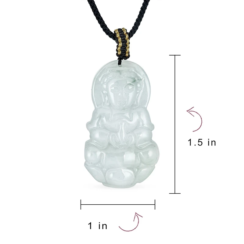 Bling Jewelry Yogi Amulet Boho Chalcedony Carved Buddha Pendant Necklace Black Cord