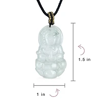 Bling Jewelry Yogi Amulet Boho Chalcedony Carved Buddha Pendant Necklace Black Cord