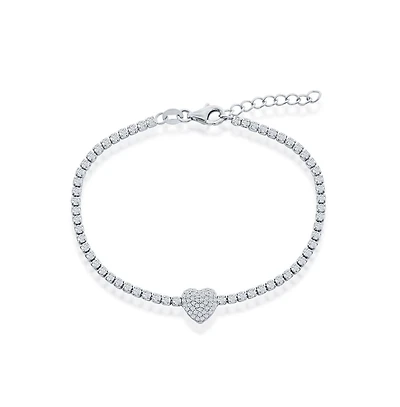 Simona Sterling Silver Cz Heart Tennis Bracelet