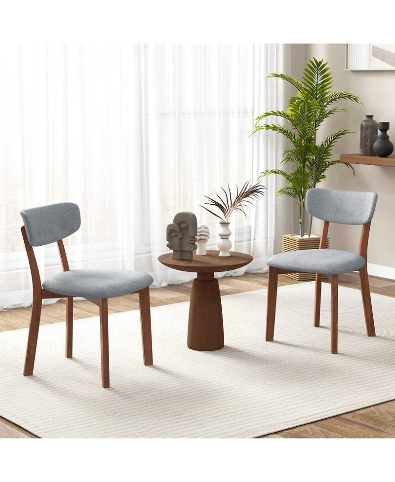 Gouun Dining Chairs Set of 2 Upholstered Mid-Back Chairs with Solid Rubber Wood Frame