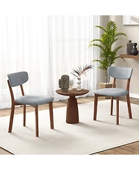 Gouun Dining Chairs Set of 2 Upholstered Mid-Back Chairs with Solid Rubber Wood Frame