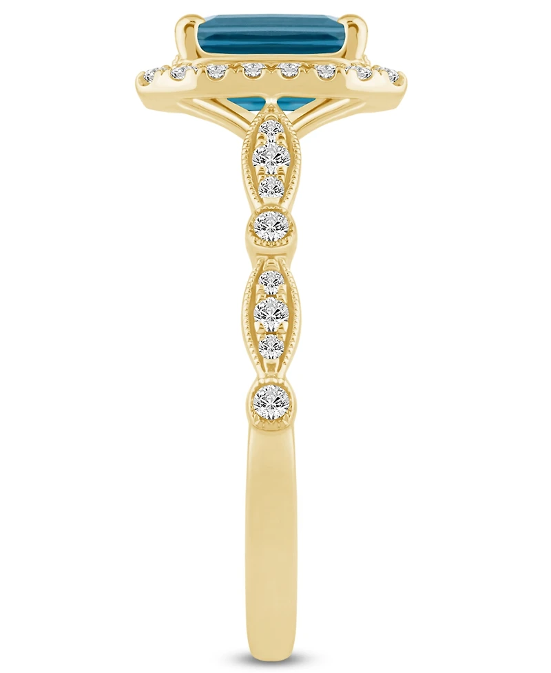 London Blue Topaz (2 ct. t.w.) & Diamond (1/2 Halo Bridal Set 14k Gold