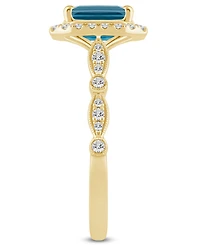 London Blue Topaz (2 ct. t.w.) & Diamond (1/2 Halo Bridal Set 14k Gold