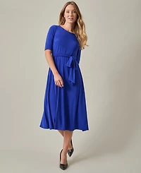 Kasper Women's Tie-Waist Short-Sleeve Fit & Flare Dress