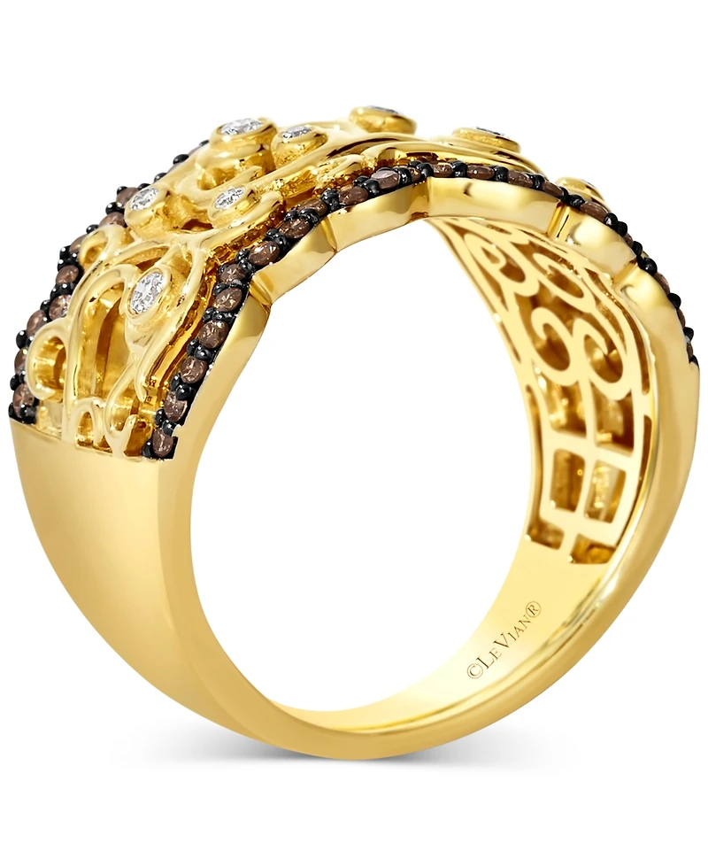 Le Vian Nude Diamond & Chocolate Diamond Filigree Ring (3/8 ct. t.w.) in 14k Honey Gold
