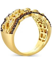 Le Vian Nude Diamond & Chocolate Diamond Filigree Ring (3/8 ct. t.w.) in 14k Honey Gold