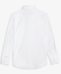 Tommy Hilfiger Big Boys Long-Sleeve Stretch Diamond Geo-Print Shirt