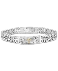 Men's Diamond Cross Double Curb Chain Bracelet (3/8 ct. t.w.) in Sterling Silver
