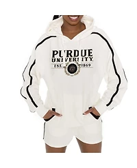 Gameday Couture Women's Cream Purdue Boilermakers Down, Set, Go Pullover Hoodie and Shorts Set