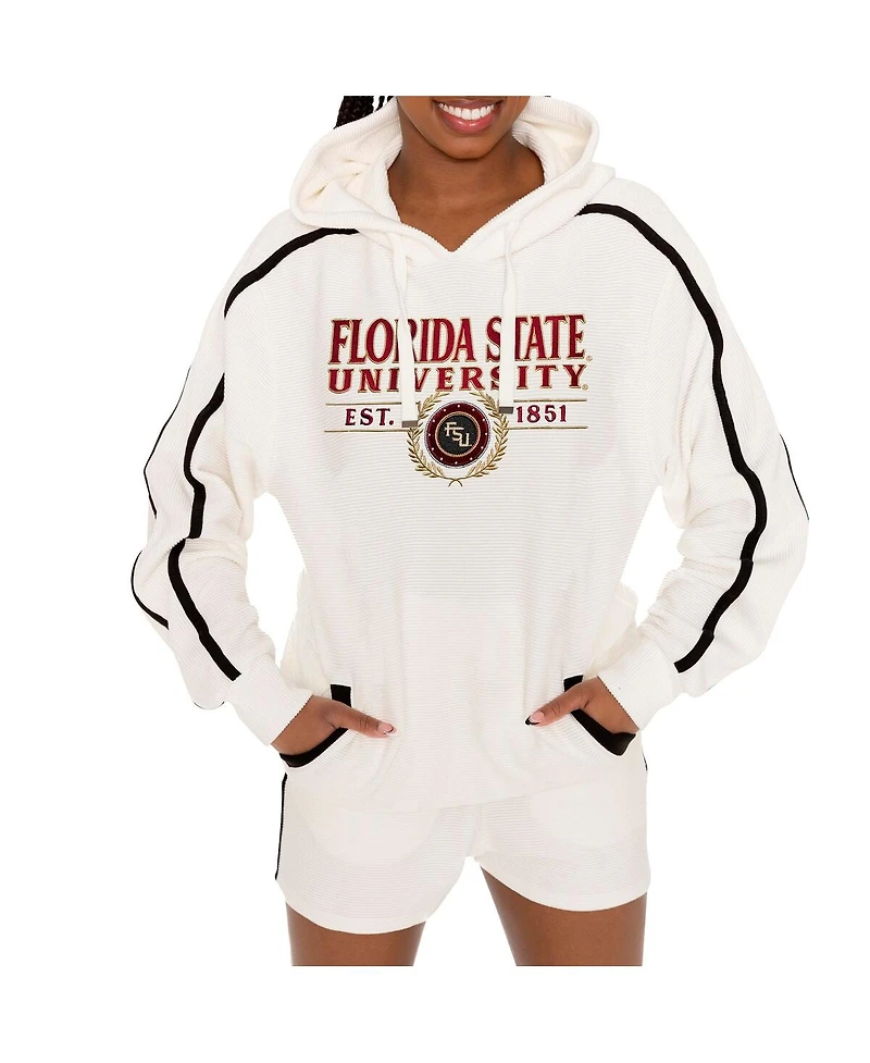 Gameday Couture Women's Cream Florida State Seminoles Down, Set, Go Pullover Hoodie and Shorts Set