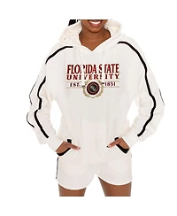 Gameday Couture Women's Cream Florida State Seminoles Down, Set, Go Pullover Hoodie and Shorts Set