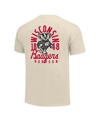 Image One Men's Cream Wisconsin Badgers Comfort Colors Mascot Overlay T-Shirt
