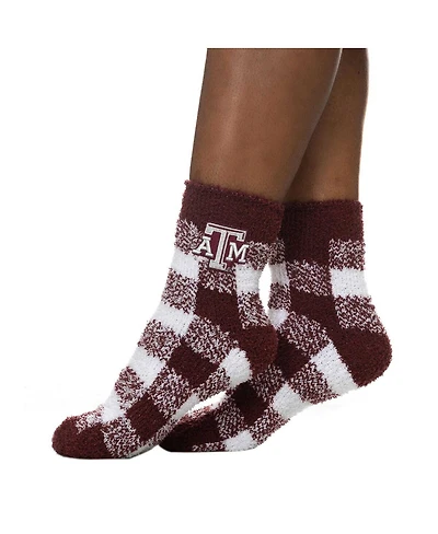 ZooZatz Women's Texas A M Aggies Fuzzy Buffalo Checkered Ankle Socks