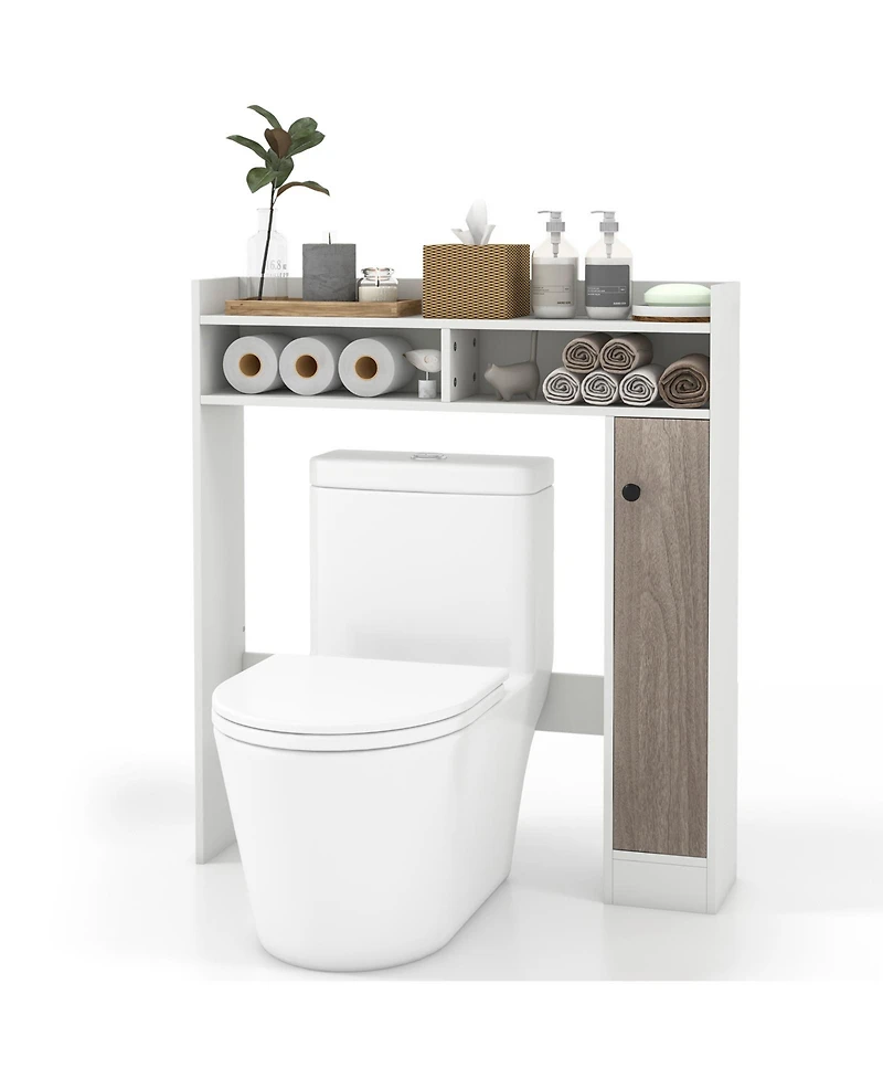 Sugift Bathroom Over the Toilet Floor Storage Organizer with Adjustable Shelves - White