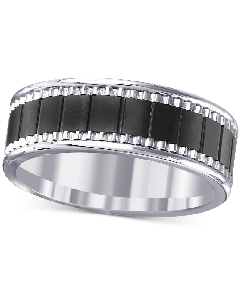 Men's Black Ceramic & Stainless Steel Band