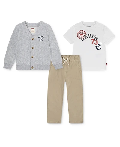 Levi's Baby Boys Tee, Cardigan and Pants, 3-Piece Set