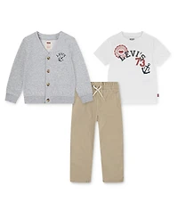 Levi's Baby Boys Tee, Cardigan and Pants, 3-Piece Set