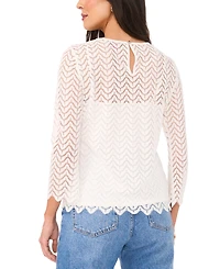 Vince Camuto Women's Lace Crewneck 3/4-Sleeve Top