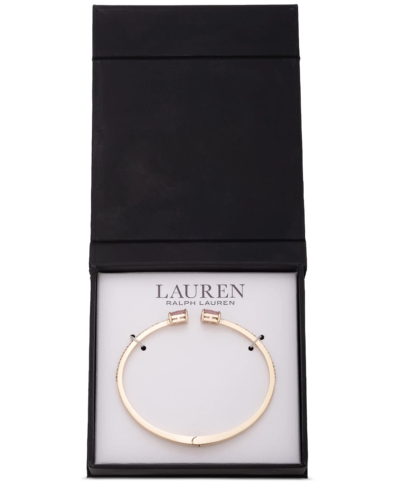 Lauren Ralph Gold-Tone Square Stone Bangle Bracelet