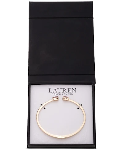 Lauren Ralph Gold-Tone Square Stone Bangle Bracelet