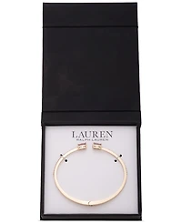 Lauren Ralph Gold-Tone Square Stone Bangle Bracelet