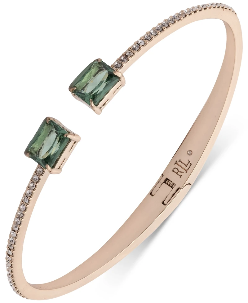 Lauren Ralph Gold-Tone Square Stone Bangle Bracelet