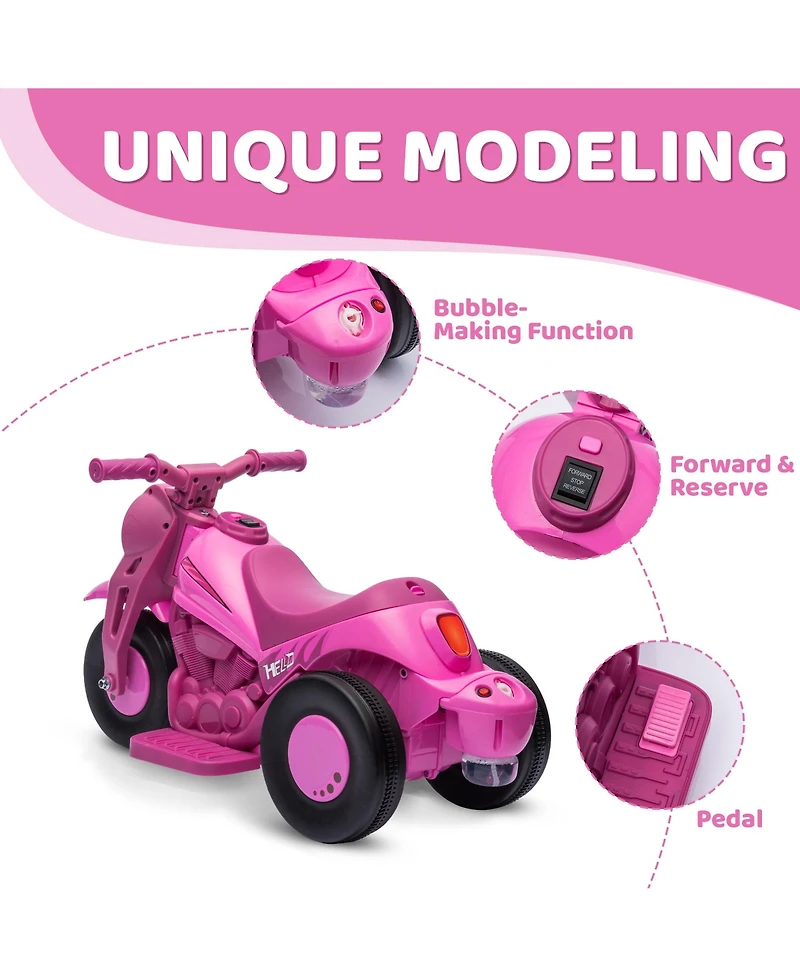 Qaba Ride on Motorcycle, 6V Bubble Car w/ Music