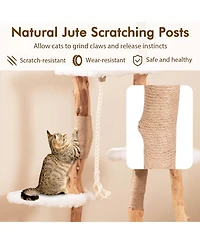 Costway 66" Tall Solid Wood Cat Tree with Perch Condo Jute Scratching Posts Sisal Rope
