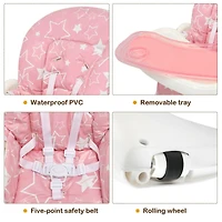 Gouun Folding Baby High Dining Chair with 6-Level Height Adjustment